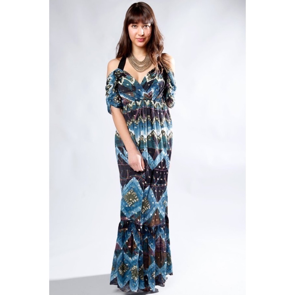 Anthropologie TRYB Markus Brevick Printed‎ Maxi Dress XS $188